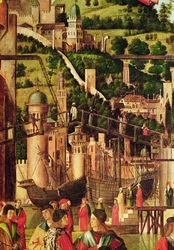 Detalle del Encuentro de Etherius y Úrsula y la Partida de los Peregrinos, del Ciclo de Santa Úrsula, c.1490-96 (detalle)